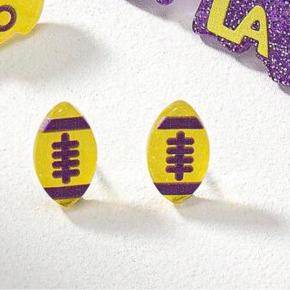 LSU Louisiana State University Earrings Studs 3 Pairs - - Purple and Gold - Picture 2 of 4